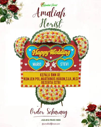 Karangan Papan Bunga Pernikahan di Banyusidi